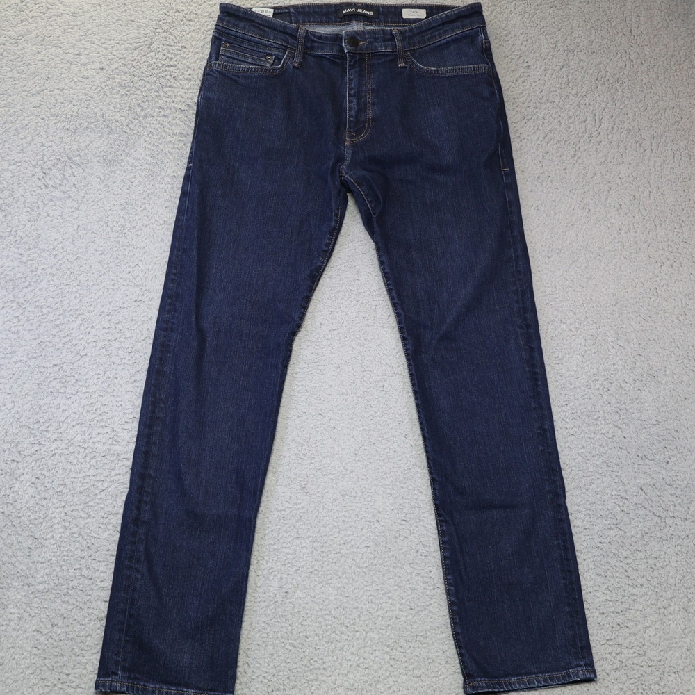 Mavi Zach Straight Leg Jeans Mens 34x30 Dark Wash Indigo Denim Stretch 2398